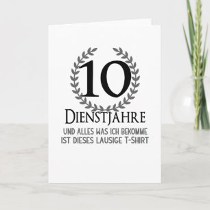 Mitarbeiter Unternehmen Party 10 Jahre Karte