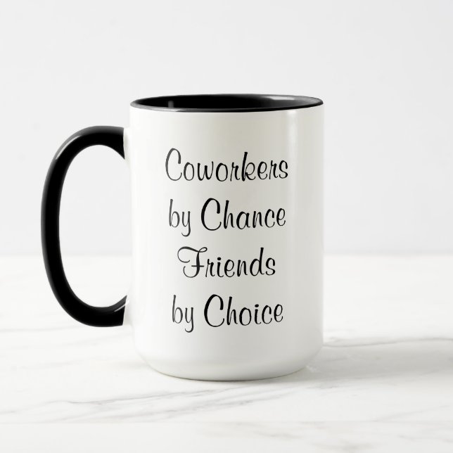 Mitarbeiter von Zufall Freunde von Choice Typograf Tasse (Links)
