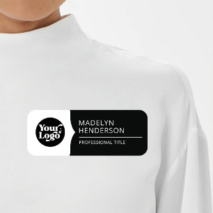 Mitarbeiter Weiß Schwarz Geschäft Logo Magnetisch Namensschild