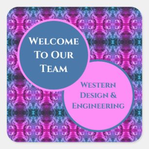 Mitarbeiter Welcome Bright Kaleidoscope Business T Quadratischer Aufkleber