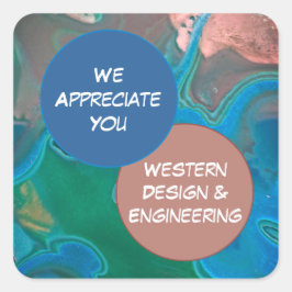 Mitarbeiterbewertung Blue Gem Office Workplace Quadratischer Aufkleber