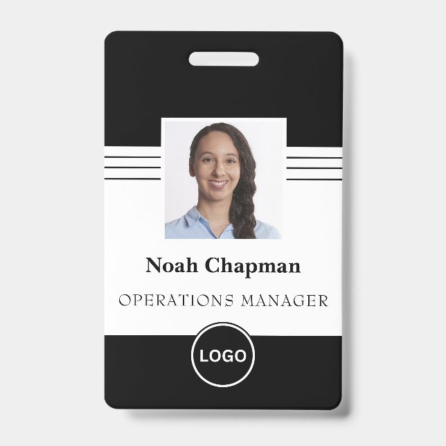 Mitarbeiterfoto Firmenlogo Barcode-ID Ausweis (Vorderseite)