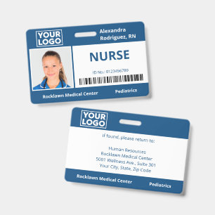 Mitarbeiterfoto Logo Barcode Blau Krankenhaus-ID Ausweis