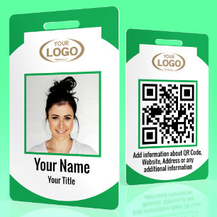 Mitarbeiterfoto Name Unternehmenslogo QR-Code Grün Ausweis
