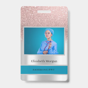 Mitarbeiterfoto Rose Gold Glitter, Silber Ausweis