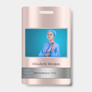 Mitarbeiterfoto Roségold Fügen Sie Ihr Logo hinzu Ausweis