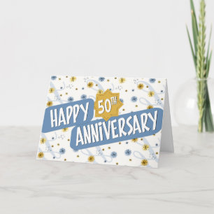 Mitarbeiterjubiläum 50 Jahre Blaues Muster Karte
