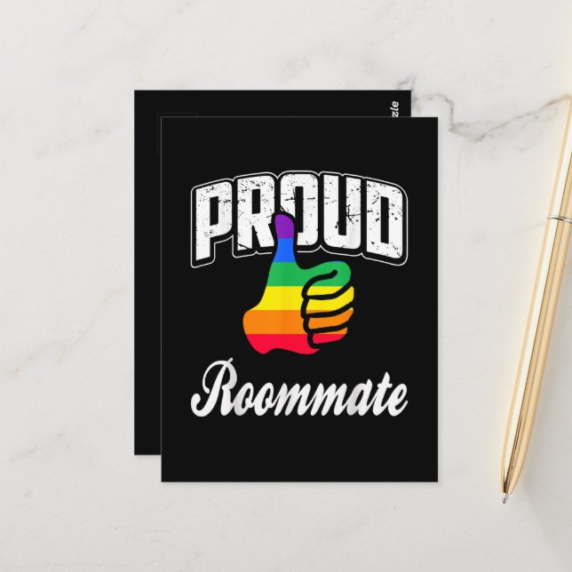 Mitbewohner Gay Pride Postkarte (Vorderseite/Rückseite Beispiel)
