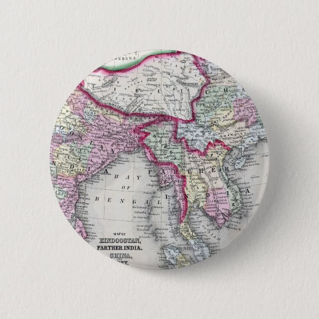 Mitchell Karte | Indien, Tibet, China u. Se Asien Button (Vorderseite)