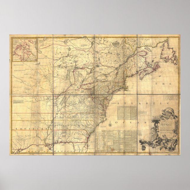 Mitchell Map British & French Owned Areas in 1757 Poster (Vorne)