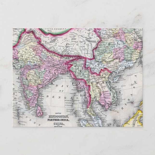 Mitchell Map | Indien, Tibet, China & SE Asien Postkarte (Vorderseite)