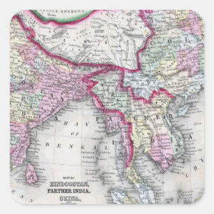 Mitchell Map   Indien, Tibet, China & SE Asien Quadratischer Aufkleber
