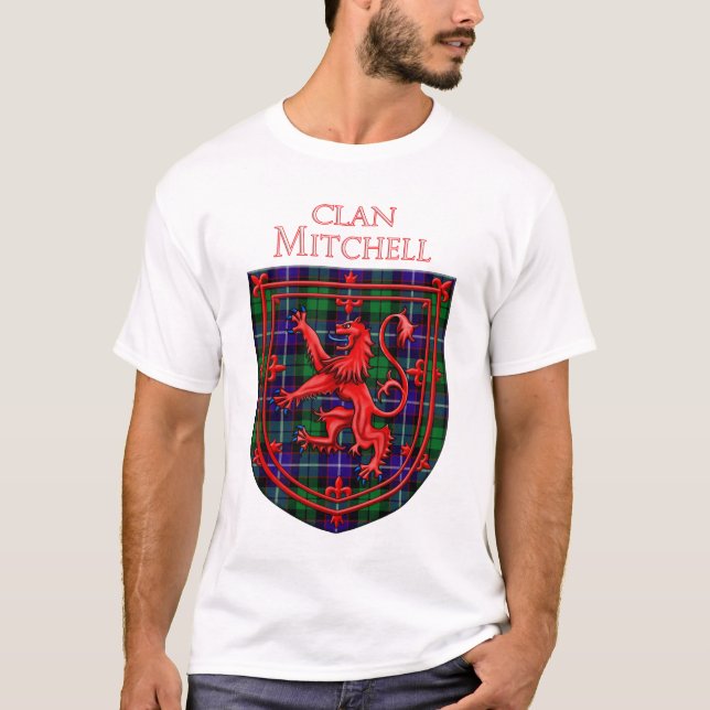 Mitchell Tartan Scottish Kariert Lion Rampant T-Shirt (Vorderseite)
