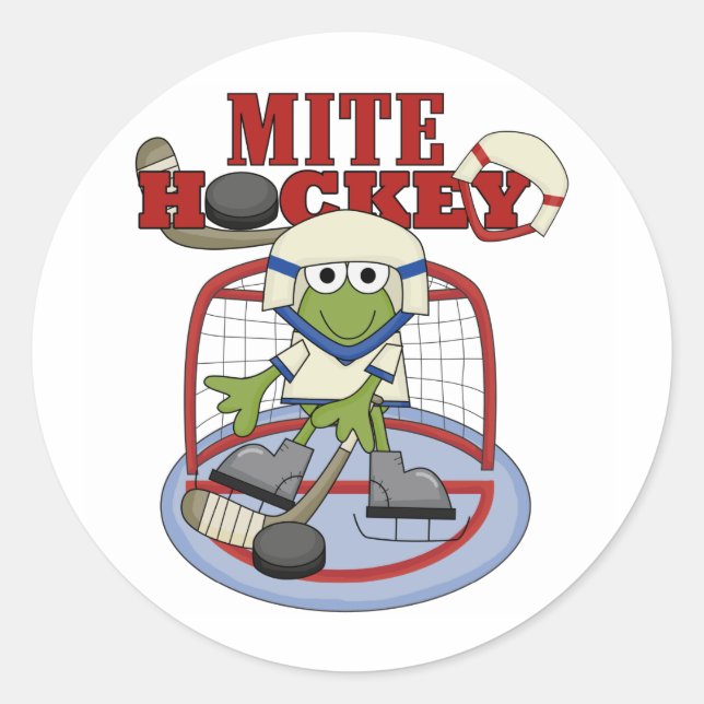 Mite Hockey Goalie Tshirts und Geschenke Runder Aufkleber (Vorderseite)