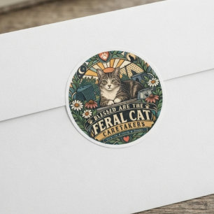 Mitfühlende Creme Retro-Wildkatze Runder Aufkleber