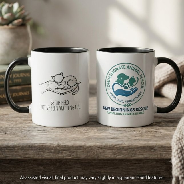Mitfühlender Katzenrettungsheld Tasse (Minimalist sketch of a rescued kitten, perfect for cat shelter volunteer appreciation events.)