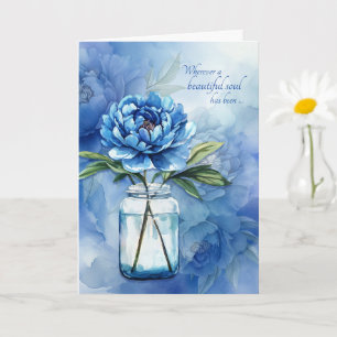 Mitgefühl Blaue Pfingstrosen Blumen Aufrichtige Ge Karte
