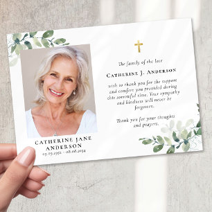 Mitgefühl Eukalyptus Kreuz Foto Beerdigung Dankeskarte
