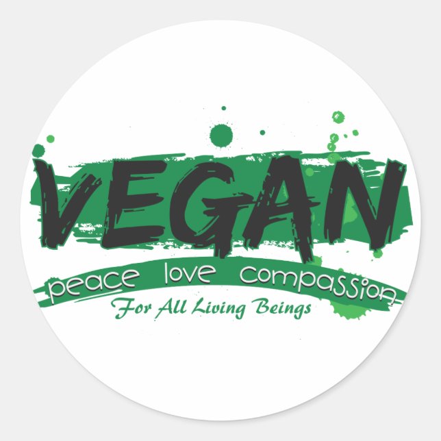Mitgefühl für vegane Liebe Runder Aufkleber (Vorderseite)