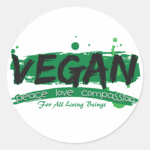 Mitgefühl für vegane Liebe Runder Aufkleber