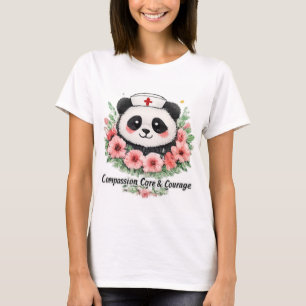 Mitgefühl Pflege und Mut Floral Panda Krankenschwe T-Shirt