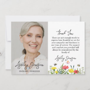 Mitgefühl Wildblumen Foto Trauer Danksagungskarte Dankeskarte