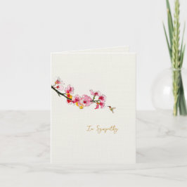 Mitgefühlskarte mit Kirschblüten und Kolibri Dankeskarte
