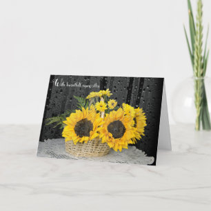 Mitgefühlssonnenblumen mit Regentropfen Karte