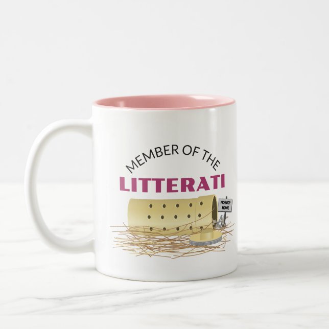 "Mitglied des Litterati" Scheunen-Jagd-Tasse Zweifarbige Tasse (Links)