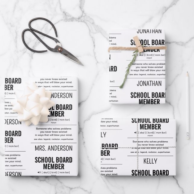 Mitglied des personalisiert School Board Funny Geschenkpapier Set (Vorderseite)