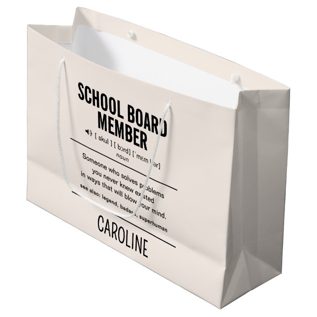 Mitglied des personalisiert School Board Funny Große Geschenktüte (Vorderseite Schrägansicht)