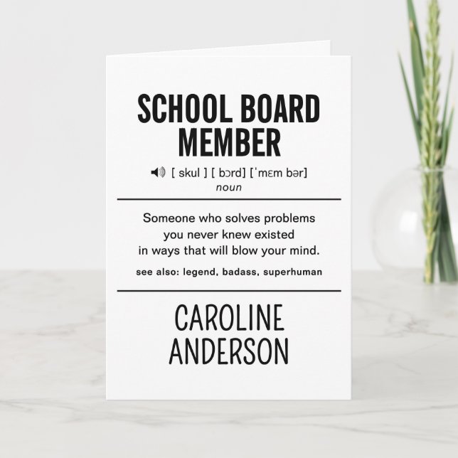 Mitglied des personalisiert School Board Funny Karte (Vorderseite)