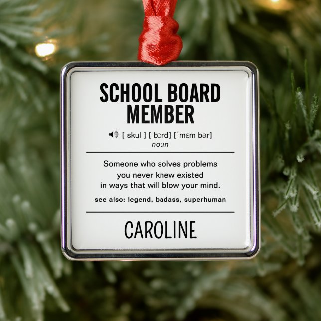 Mitglied des personalisiert School Board Funny Ornament Aus Metall (Baum)