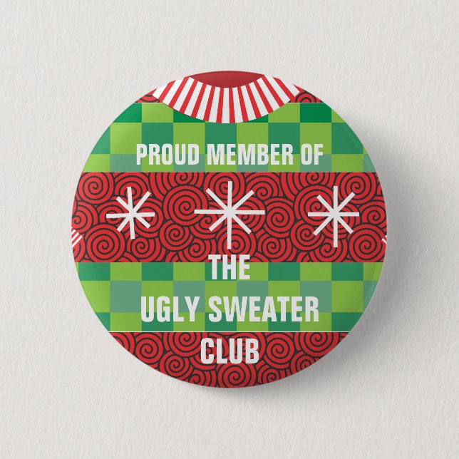 Mitglied des Ugly Sweater Club Button (Vorderseite)