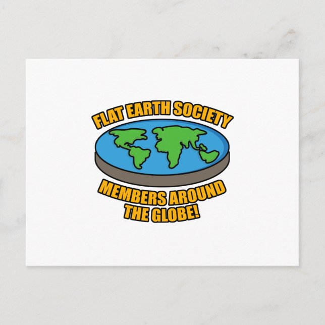 Mitglieder der Flat Earth Society Ankündigungspostkarte (Vorderseite)