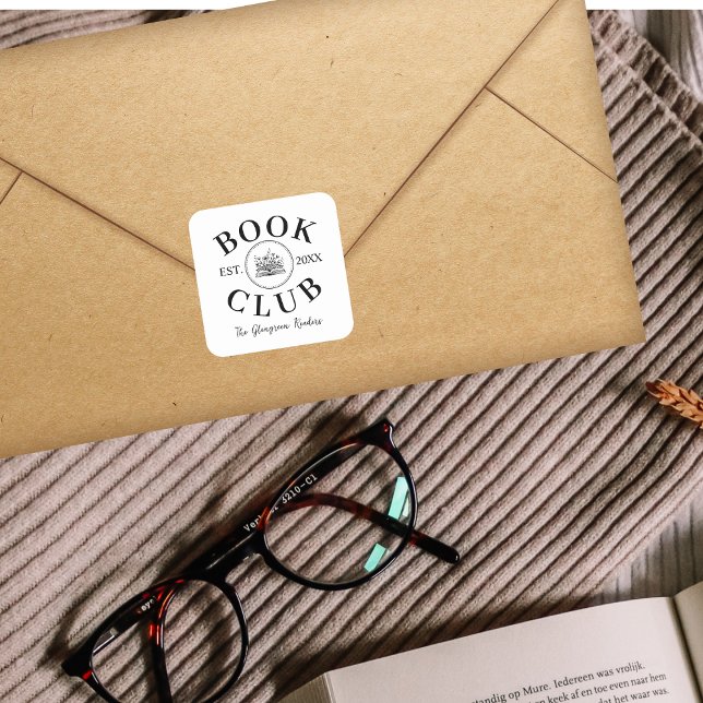 Mitglieder des Personalisierten Buchclubs niedlich Quadratischer Aufkleber (Von Creator hochgeladen)