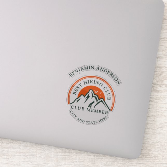 Mitglieder des Wanderclubs und Name des Mitarbeite Aufkleber (Detail)