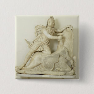 Mithras, das den Stier, Marmorentlastung, römisch Button
