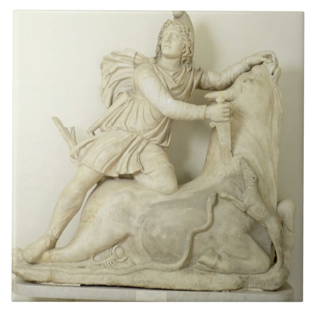 Mithras, das den Stier, Marmorentlastung, römisch Fliese (Vorderseite)