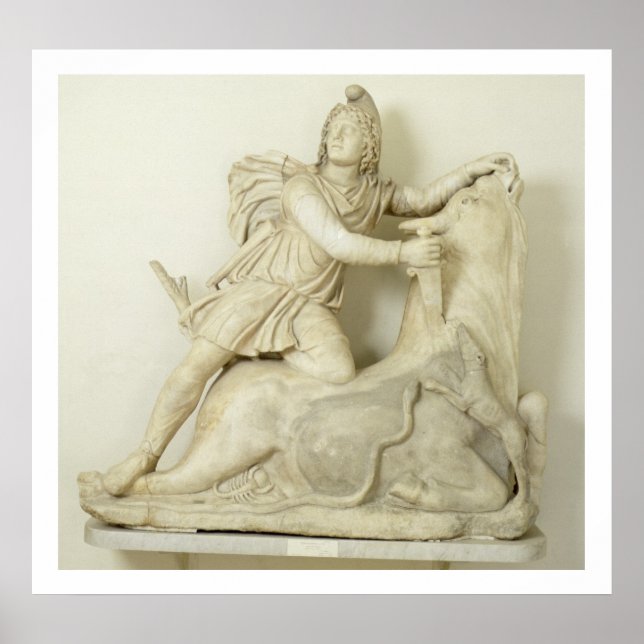Mithras Opferficing the Bull, Marble Relief, Roman Poster (Vorne)