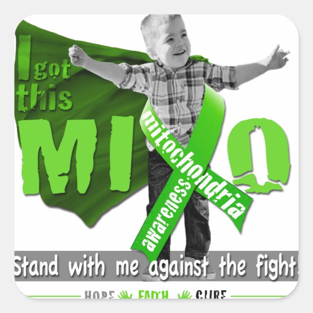 Mito Awareness steht mit mir Quadratischer Aufkleber (Vorderseite)