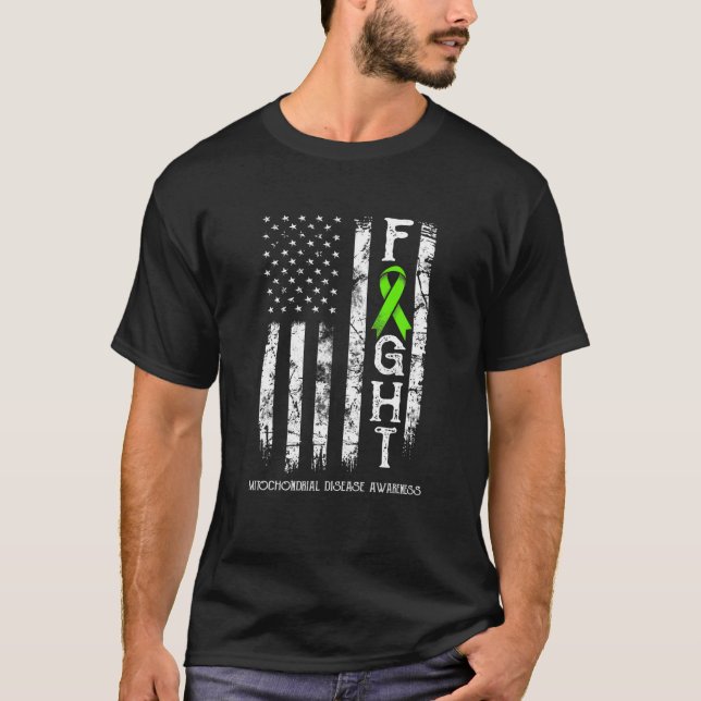 Mitochondriale Krankheit Krieger US-Flagge T Shirt (Vorderseite)