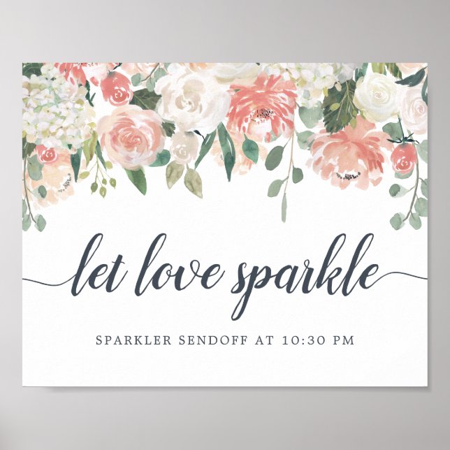 Mitsommer Floral Wedding Sparkler Sendoff Sign Poster (Vorne)