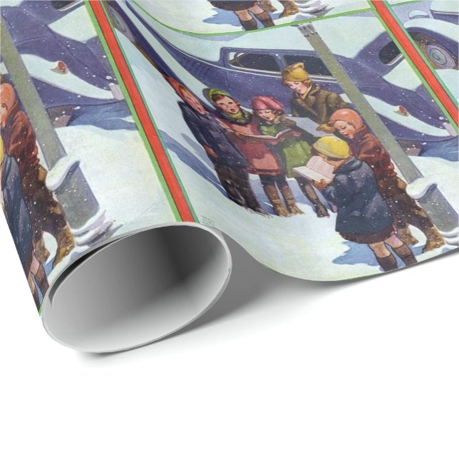 Mitspielen im Schnee Geschenkpapier (Rolleneckpunkt)