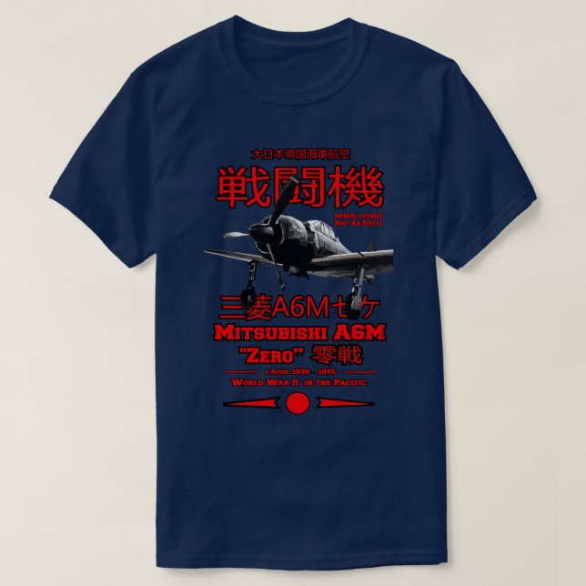 Mitsubishi A6M Null A6M Kampfflugzeug T-Shirt (Design vorne)