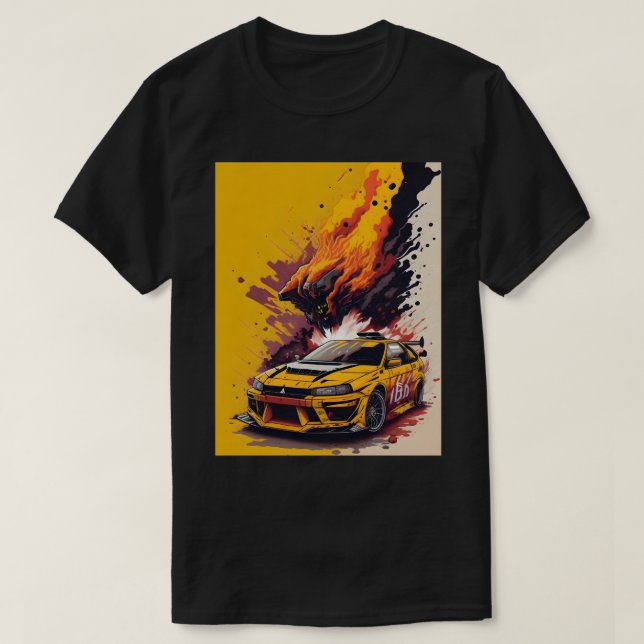 Mitsubishi EVO Coolster Wagen in Gelb T-Shirt (Design vorne)