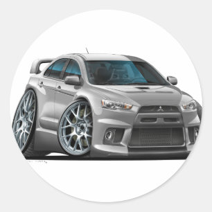 Mitsubishi Silver Car Runder Aufkleber