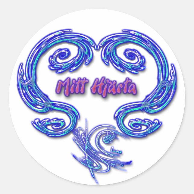 Mitt Hjarta Sticker (schwedisch - weiß) (Vorderseite)