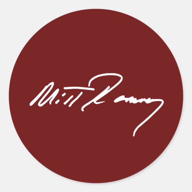 MITT ROMNEY AUTOGRAPH WHITE.png Runder Aufkleber (Vorderseite)