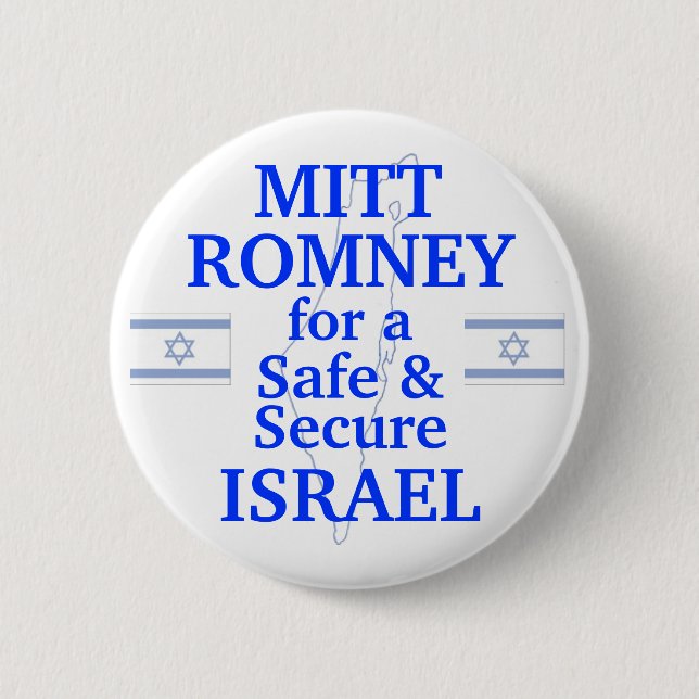 Mitt Romney für ein sicheres Israel 2012 Button (Vorderseite)